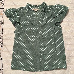 Monteau | Green Polka Dot Blouse